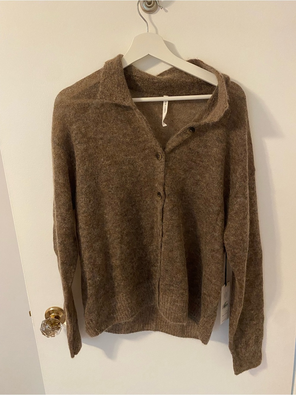 Cozy Brown Fuzzy Button-Front Cardigan Sweater